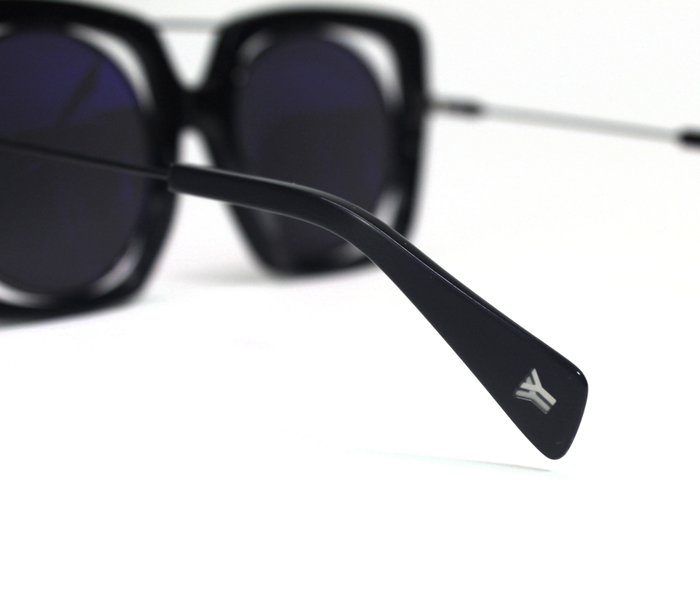 Yohji Yamamoto YY7009 Black Grey Mirrored Sunglasses