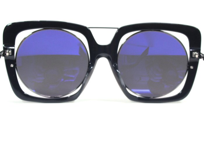 Yohji Yamamoto YY7009 Black Grey Mirrored Sunglasses