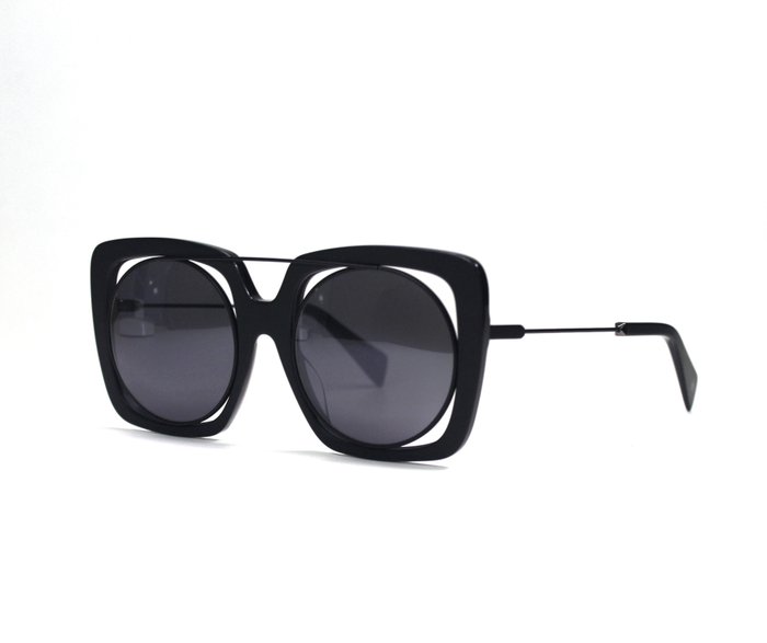 Yohji Yamamoto YY7009 Black Grey Mirrored Sunglasses