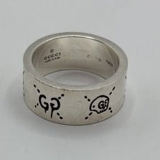 Gucci GG Skull Silver Ring 925 Engraved Unisex Italy Size 17
