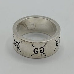 Gucci GG Skull Silver Ring 925 Engraved Unisex Italy Size 17