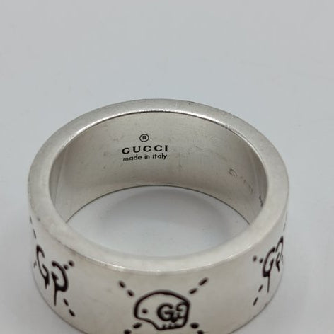 Gucci GG Skull Silver Ring 925 Engraved Unisex Italy Size 17