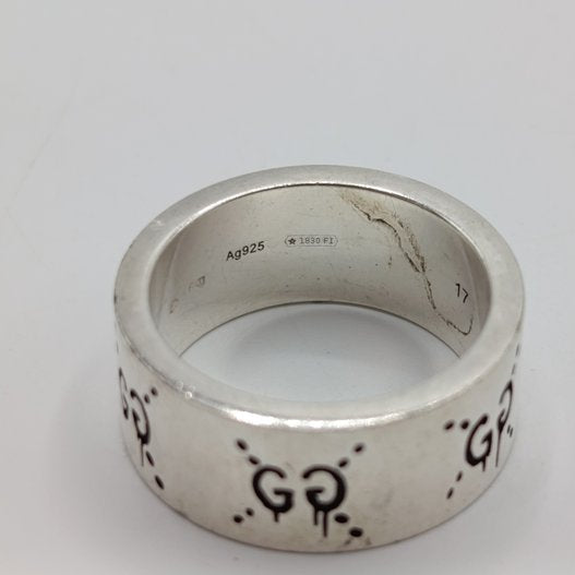 Gucci GG Skull Silver Ring 925 Engraved Unisex Italy Size 17