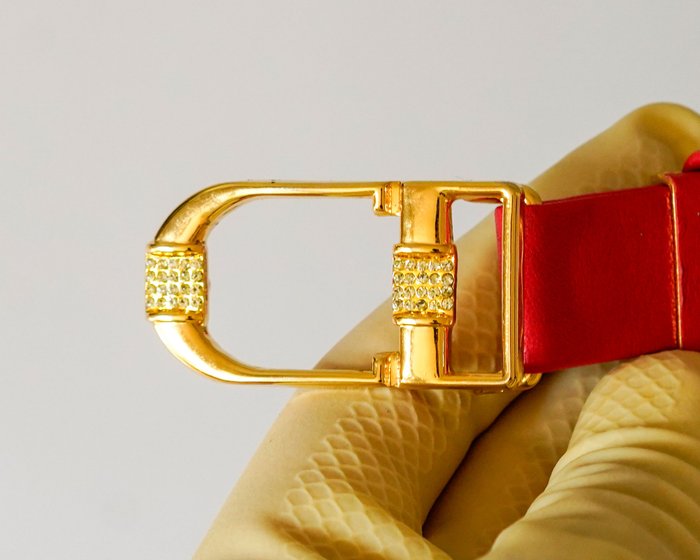 Christian Dior Rhinestone Buckle Belt Size 70 Slim Designer Belt