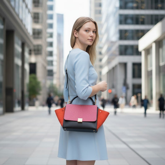 Sac porté main/épaule Celine Trapeze en cuir multicolore et fourrure