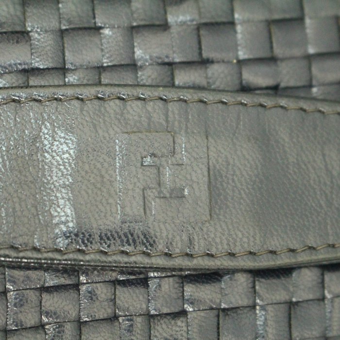 Fendi Vintage Woven Leather Shoulder Bag – Black & Deep Blue