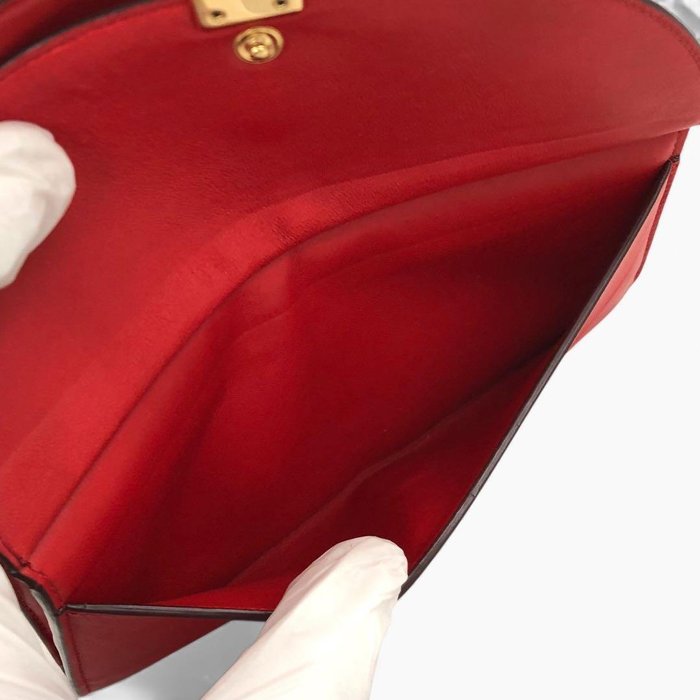 Chloé Red Long Wallet – Gold-Tone Detail