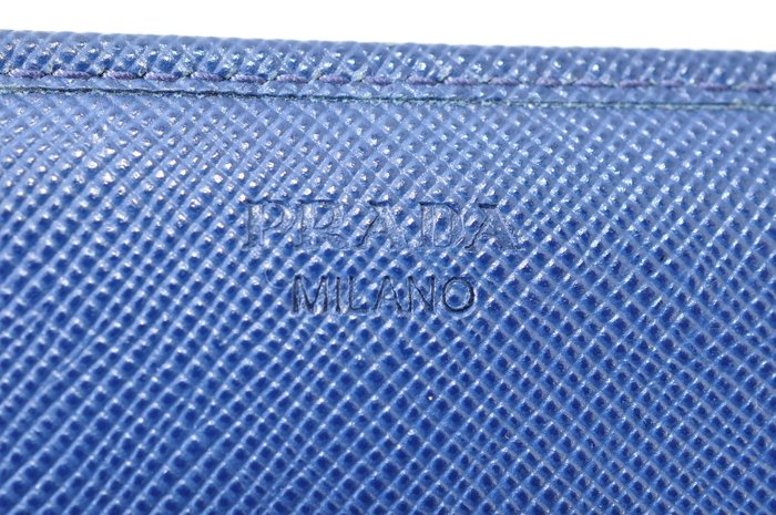 Prada Leather Long Wallet Blue Saffiano leather