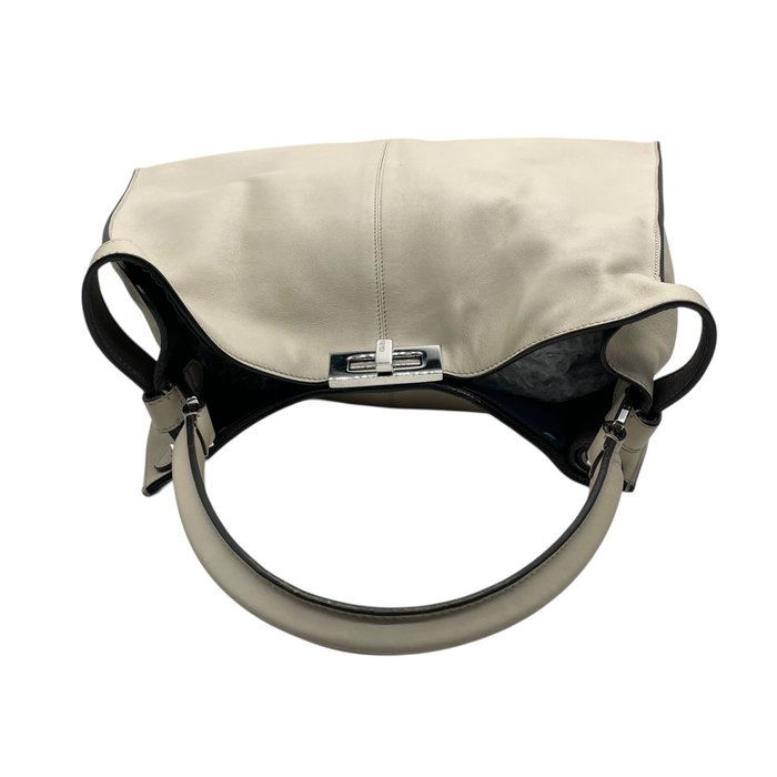 Fendi Beige Leather Turn-Lock Tote Bag