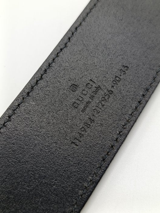 Gucci Black Leather Interlocking GG Buckle Belt