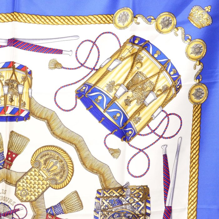 Hermès Les Tambours Carré 90 Silk Scarf by Joachim Metz