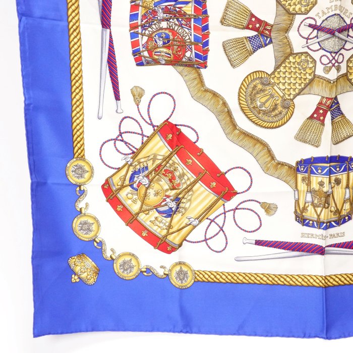 Hermès Les Tambours Carré 90 Silk Scarf by Joachim Metz
