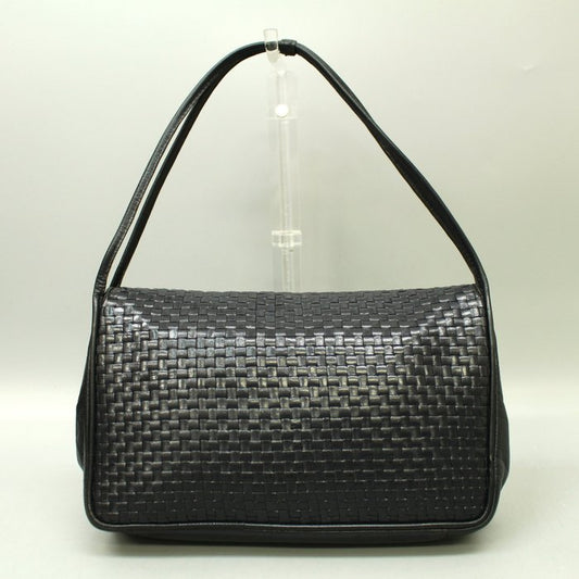 Fendi Vintage Woven Leather Shoulder Bag – Black & Deep Blue