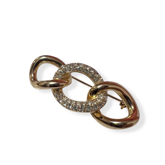 Christian Dior Gold-Plated Rhinestone Brooch