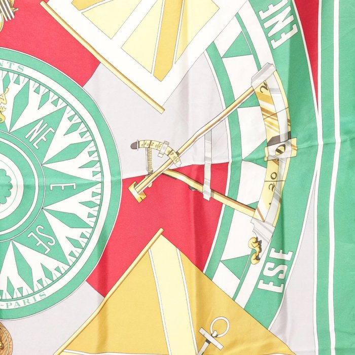 Hermès Carré 90 Silk Scarf Sextants Nautical Compass