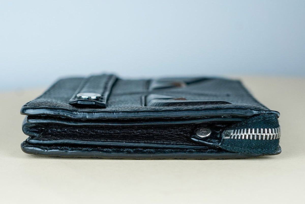 FENDI Selleria Monster Bugs Eye Clutch Leather Black Grained Leather Wallet