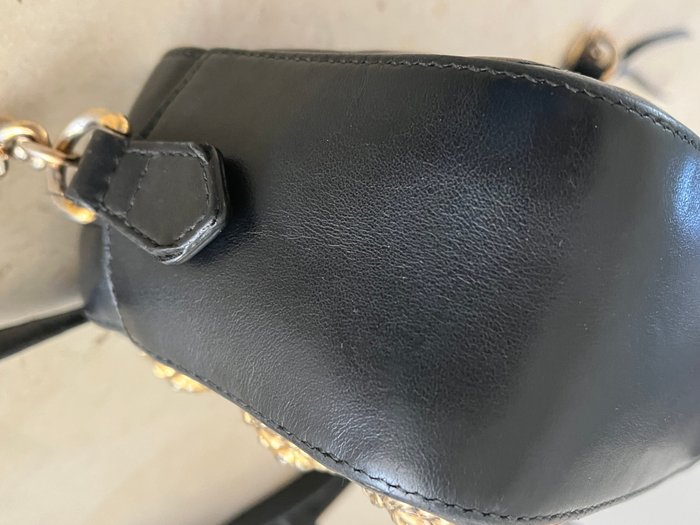 Gucci GG Marmont Animal Studs Black Leather Crossbody Bag