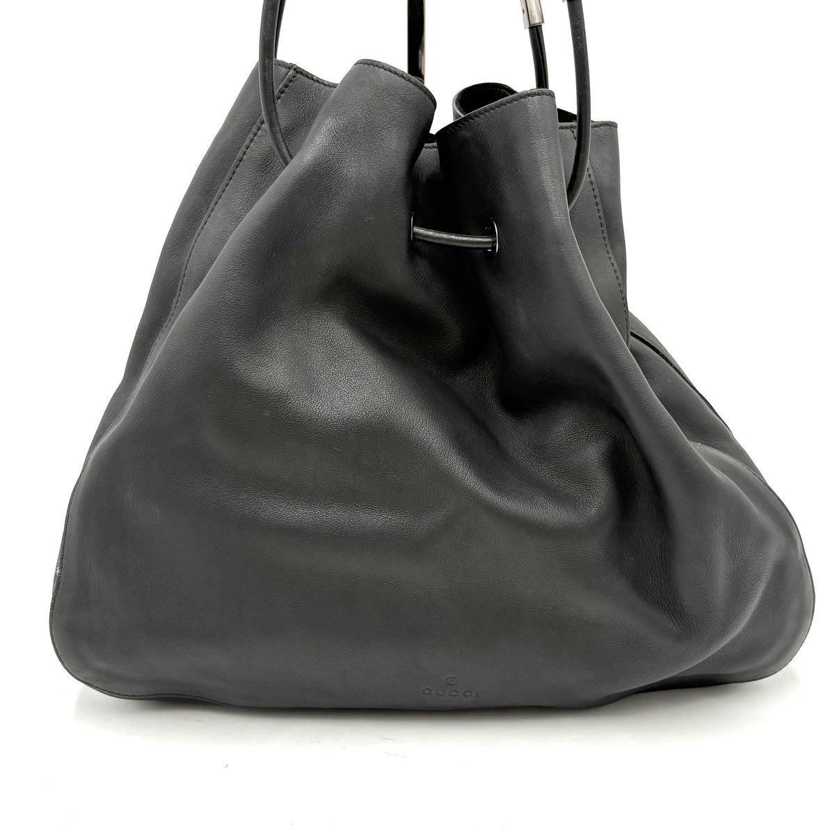 Gucci Tom Ford Era Black Leather Drawstring Shoulder Bag