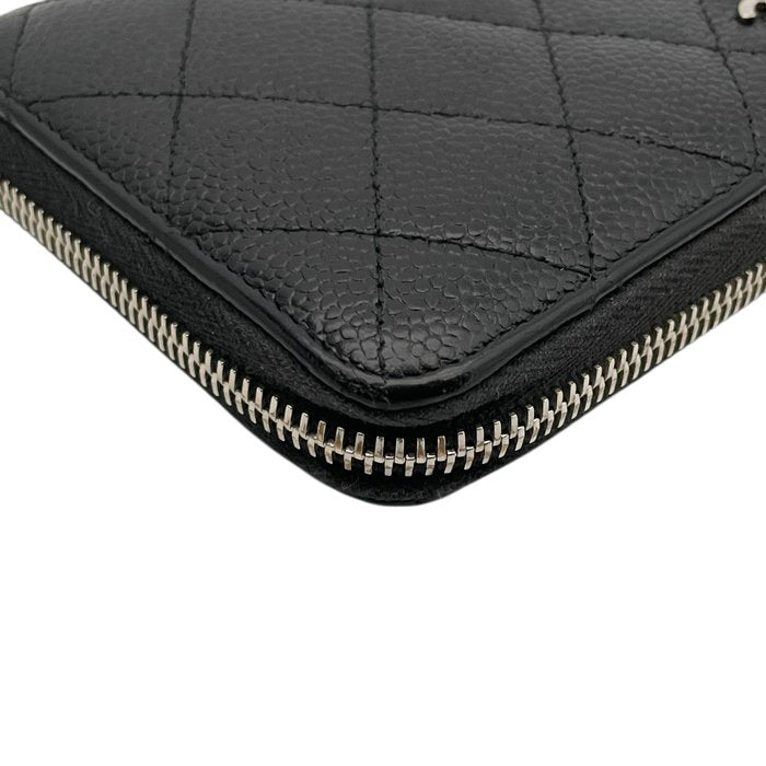 Chanel Black Matelassé Quilted Leather Zip-Around Long Wallet400