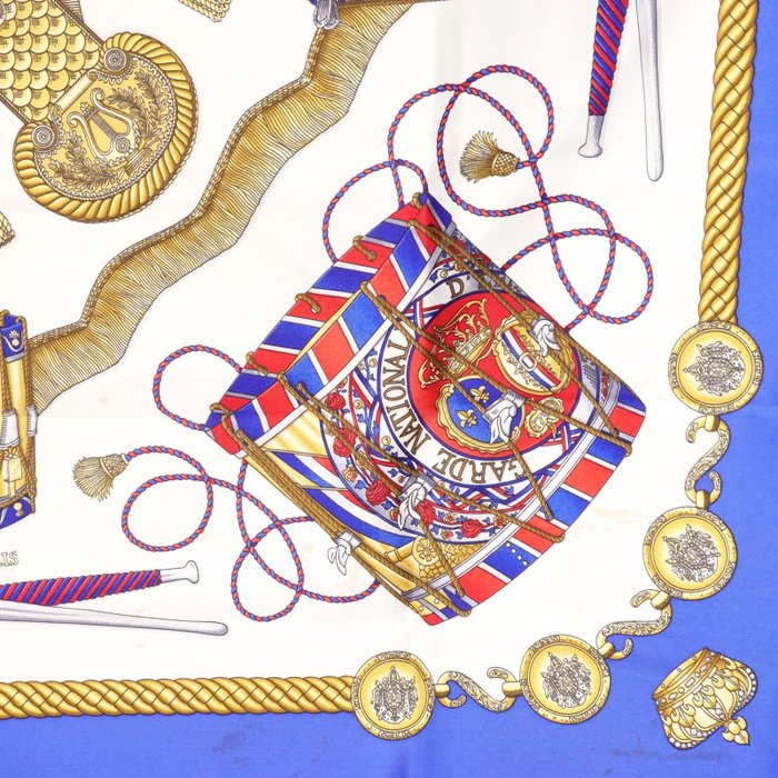 Hermès Les Tambours Carré 90 Silk Scarf by Joachim Metz
