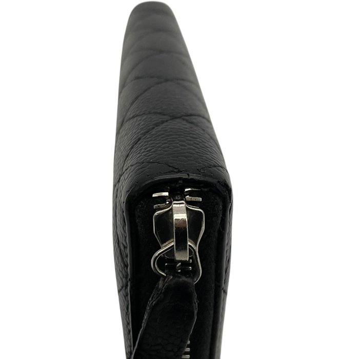 Chanel Black Matelassé Quilted Leather Zip-Around Long Wallet400