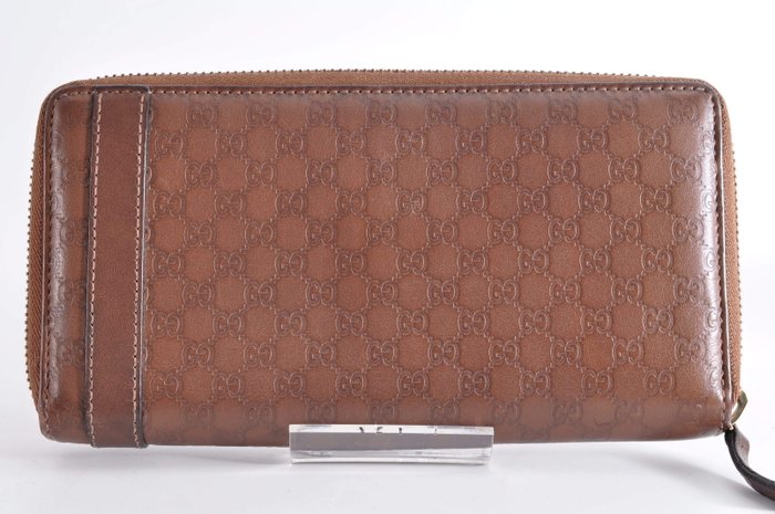 Gucci Brown Leather Zip Around Wallet Zippy Long Wallet