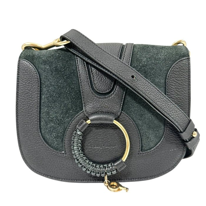 See by Chloé Hana Shoulder Bag – Black Suede & Leather with Gold-Tone Hardware