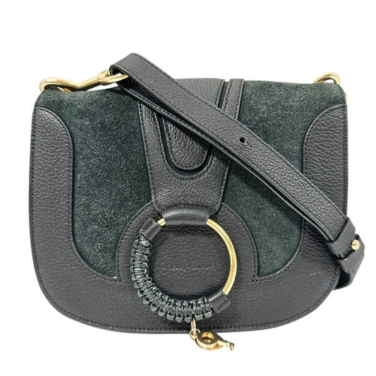 See by Chloé Hana Shoulder Bag – Black Suede & Leather with Gold-Tone Hardware