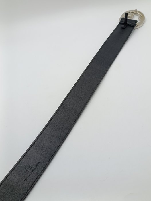 Gucci Black Leather Interlocking GG Buckle Belt