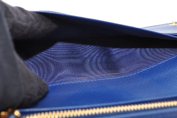 Prada Leather Long Wallet Blue Saffiano leather