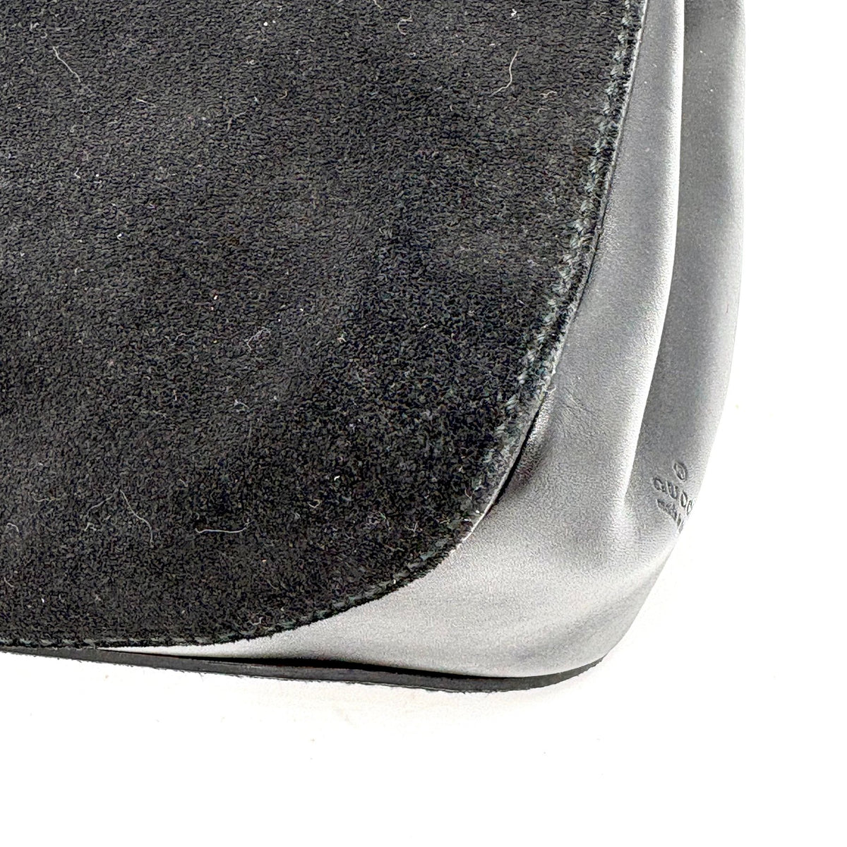 Gucci Tom Ford Era Horsebit Suede Shoulder Bag in Black