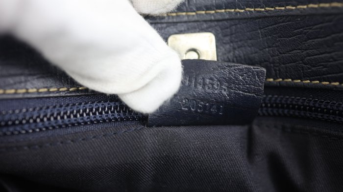 Gucci Vintage GG Plus Monogram Tote Bag – Navy Leather Trim