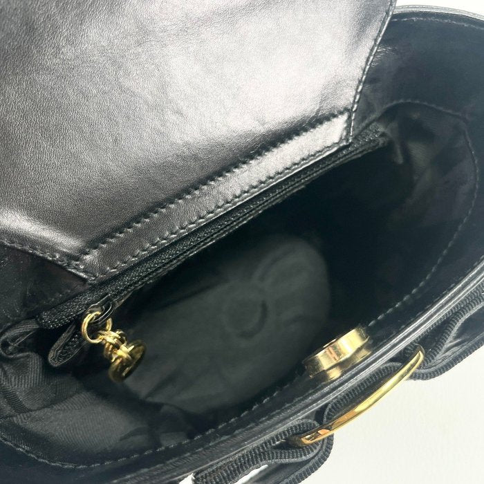 Salvatore Ferragamo Black Leather Vara Ribbon Handbag