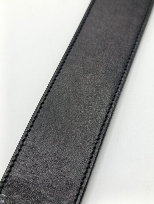 Gucci Black Leather Interlocking GG Buckle Belt