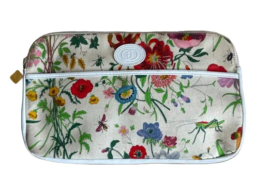 Gucci Flora Floral Pouch White