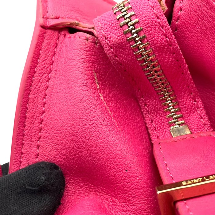 Saint Laurent Pink Leather Two-Way Handbag – Gold-Tone Hardware