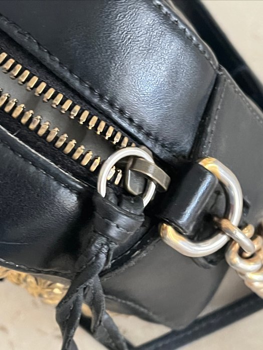 Gucci GG Marmont Animal Studs Black Leather Crossbody Bag