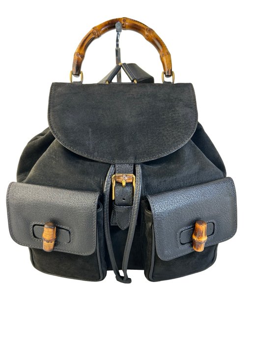 Gucci Bamboo Handle Black Backpack