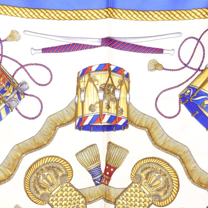 Hermès Les Tambours Carré 90 Silk Scarf by Joachim Metz