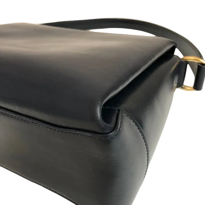 Gucci Vintage Navy Blue Leather Handbag – Gold-Tone Hardware