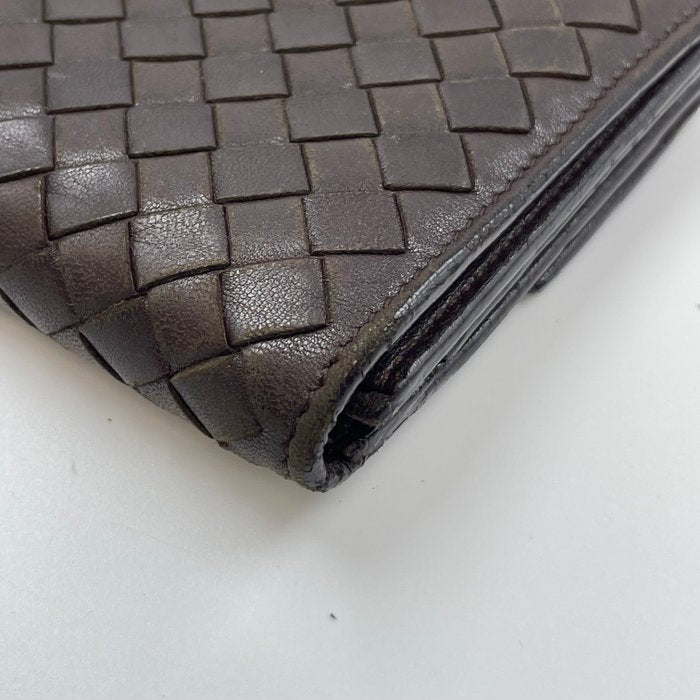 Bottega Veneta Intrecciato Continental Long Wallet –  Brown Leather