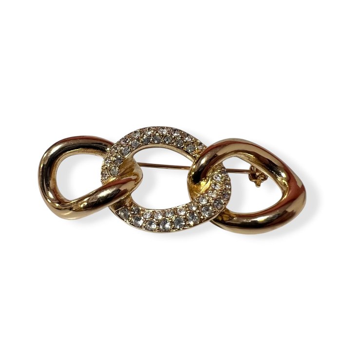 Christian Dior Gold-Plated Rhinestone Brooch