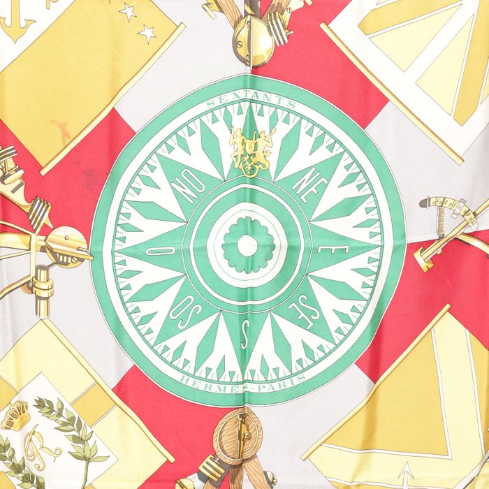 Hermès Carré 90 Silk Scarf Sextants Nautical Compass