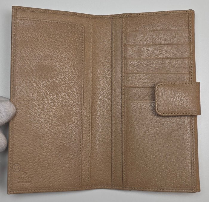 Gucci Brown Leather Long Bifold Wallet