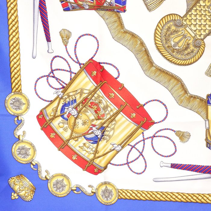 Hermès Les Tambours Carré 90 Silk Scarf by Joachim Metz