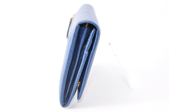 Prada Leather Long Wallet Blue Saffiano leather