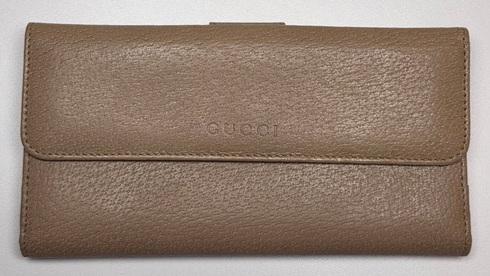 Gucci Brown Leather Long Bifold Wallet