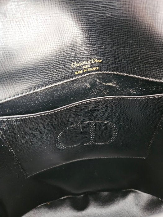Christian Dior Vintage Black Leather Shoulder Bag
