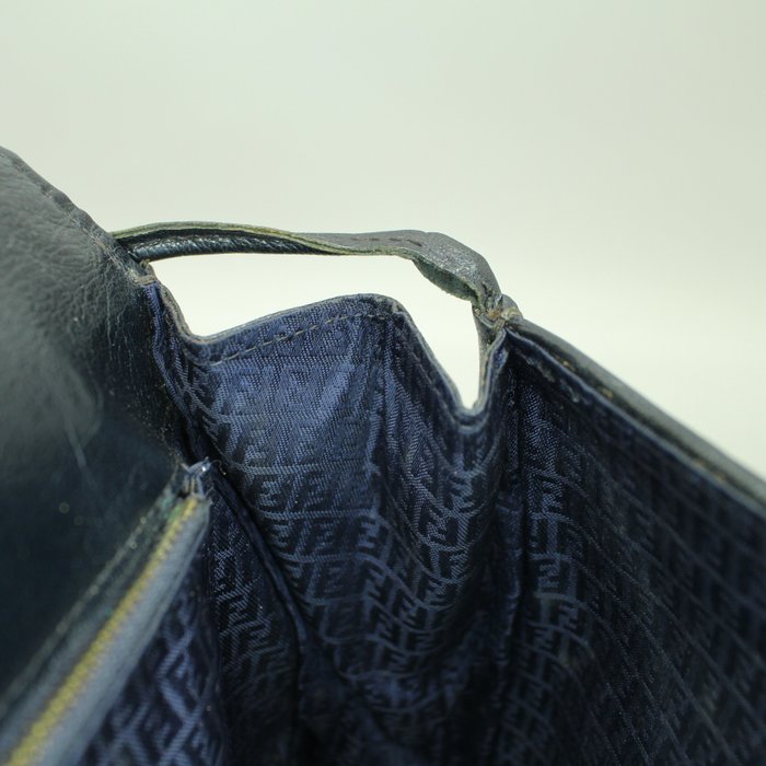 Fendi Vintage Woven Leather Shoulder Bag – Black & Deep Blue