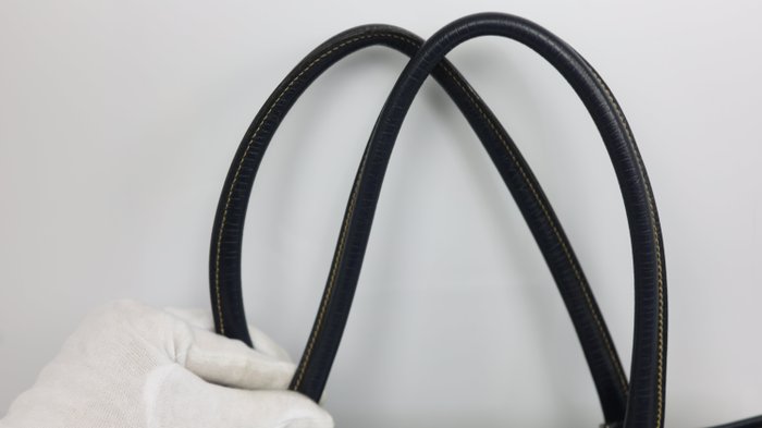 Gucci Vintage GG Plus Monogram Tote Bag – Navy Leather Trim